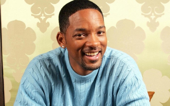 Will Smith wearing a blue sweater