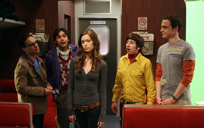 The Big Bang Theory cast on a train