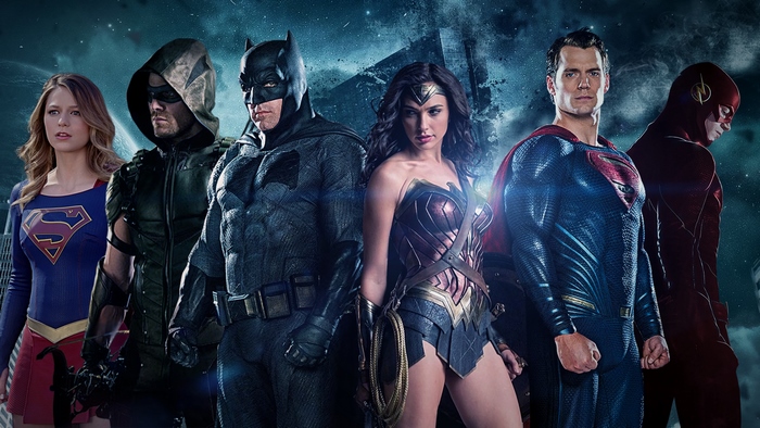 Supergirl, Green Arrow, Batman, Wonder Woman, Superman, Flash