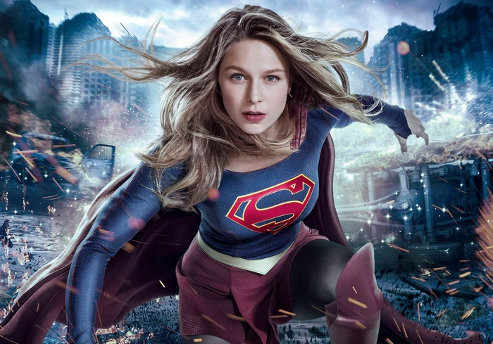 Melissa Benoist as Supergirl in Dynamic Battle Pose