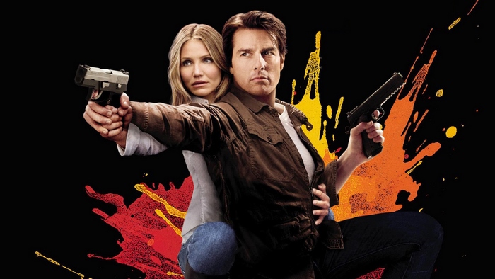 Tom Cruise and Cameron Diaz with guns