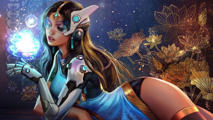 Symmetra from Overwatch with energy orb