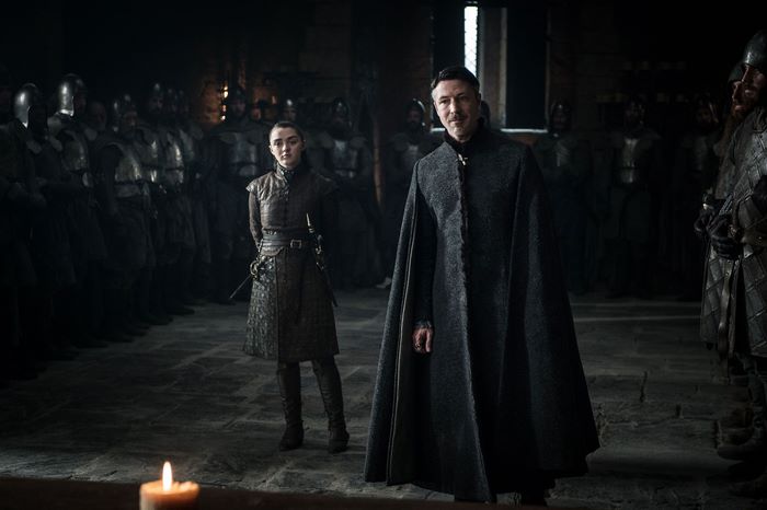 Arya Stark and Petyr Baelish in Winterfell