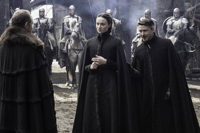 Petyr Baelish and Sansa Stark in Game of Thrones