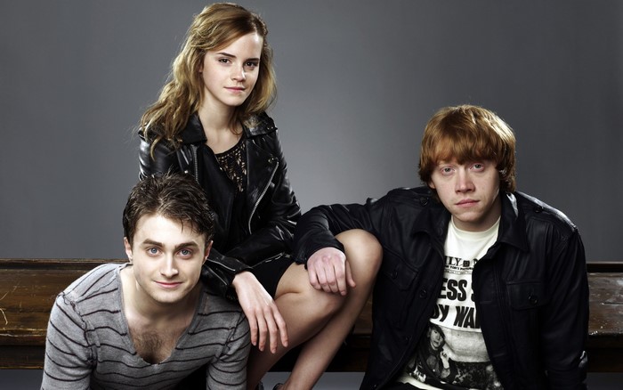 Daniel Radcliffe, Emma Watson, and Rupert Grint from Harry Potter