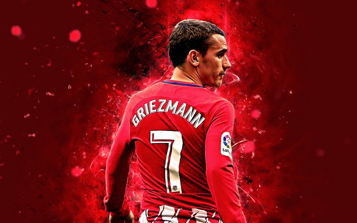 Antoine Griezmann in Red Football Jersey