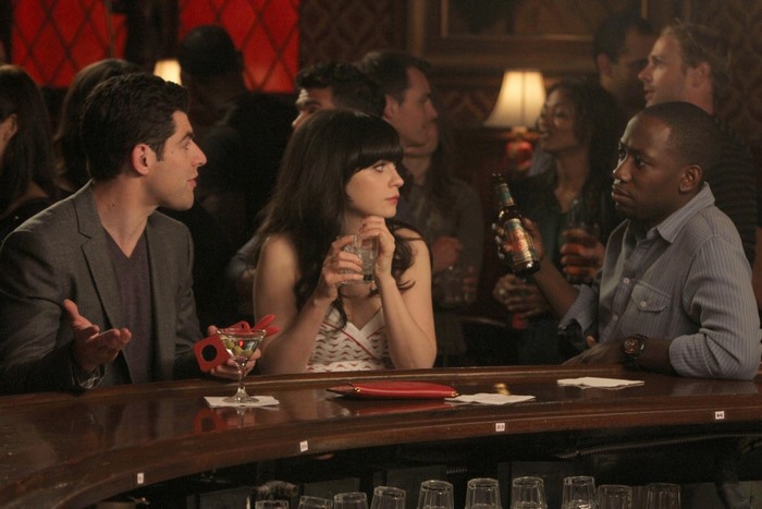 Max Greenfield and costars at a bar