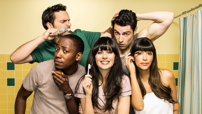 New Girl Cast in Bathroom