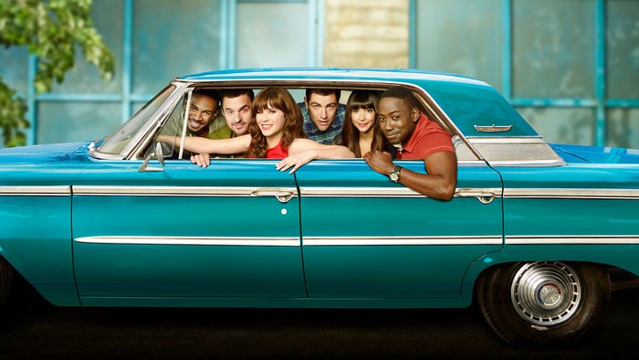 New Girl Cast in a Car