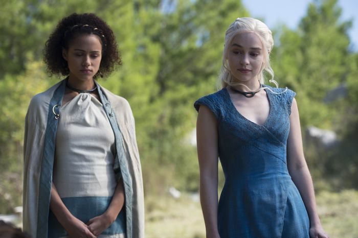 Nathalie Emmanuel and Emilia Clarke