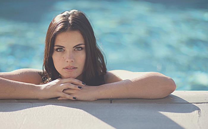 Jaimie Alexander in a swimming pool