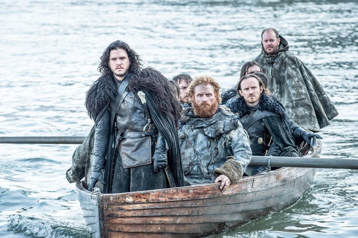 Jon Snow and Tormund Giantsbane in a boat