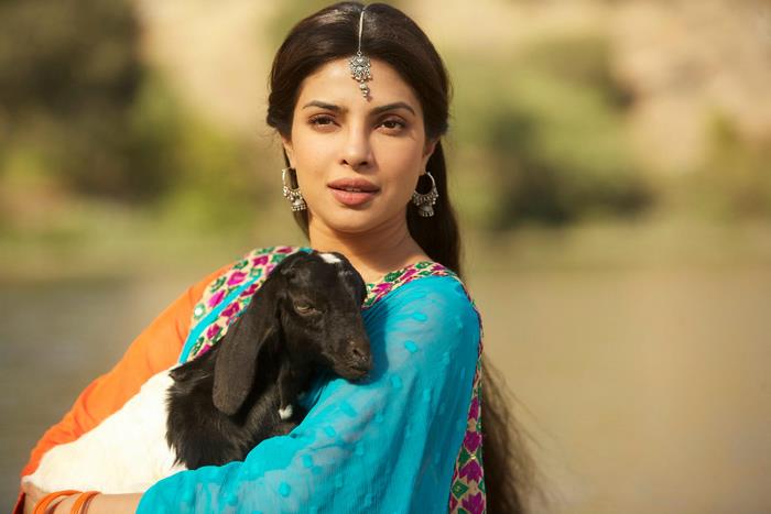 Priyanka Chopra holding a goat