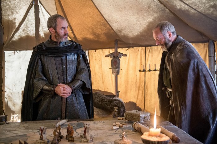 Davos Seaworth and Stannis Baratheon in a tent
