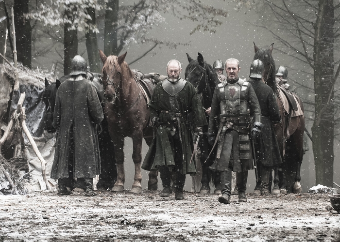 Davos Seaworth and soldiers in the snow