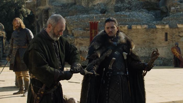 Davos Seaworth and Jon Snow from Game of Thrones