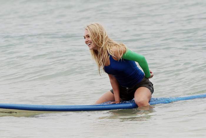 AnnaSophia Robb on a surfboard