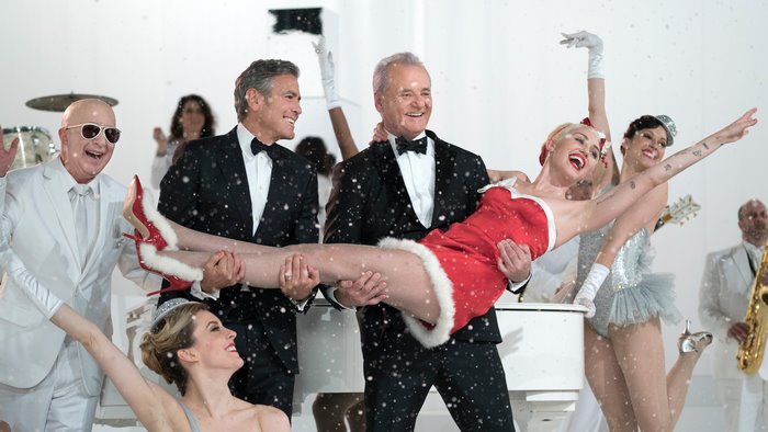George Clooney and Bill Murray in a festive scene
