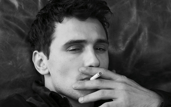 James Franco smoking a cigarette