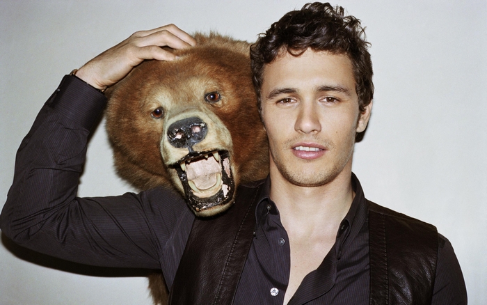 James Franco with a bear head