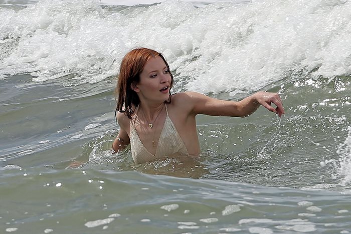 Emily Browning in the ocean