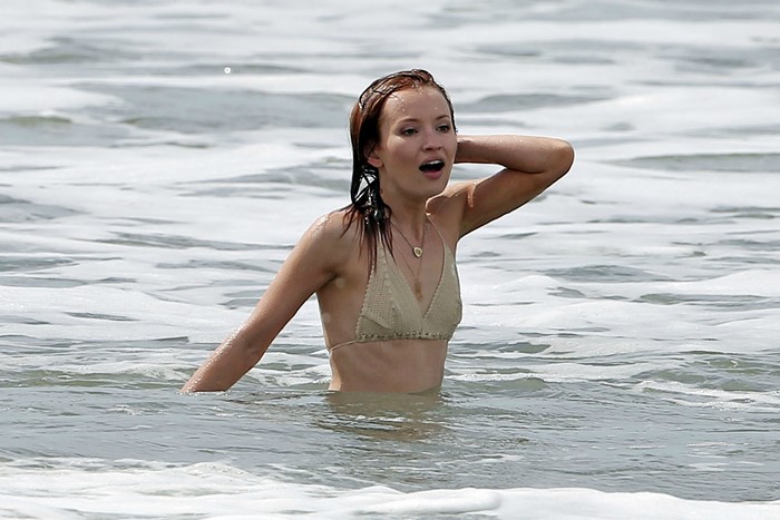 Emily Browning in the ocean