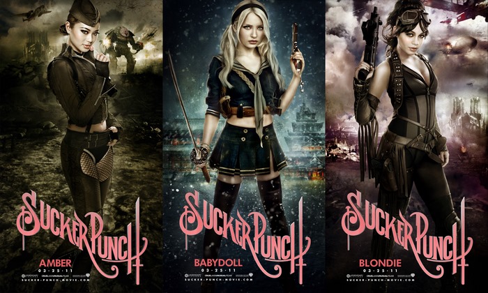 Sucker Punch movie posters with Amber, Babydoll, and Blondie