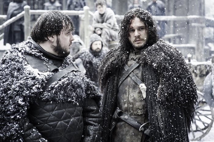 Samwell Tarly and Jon Snow in Game of Thrones