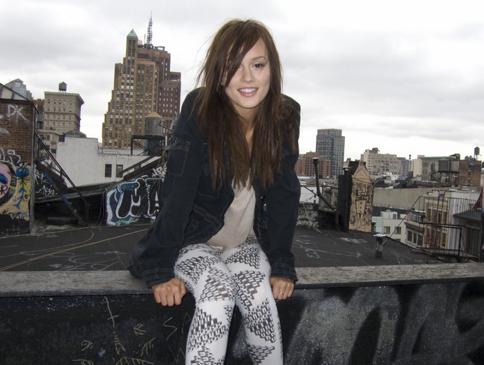 Leighton Meester on a New York City rooftop