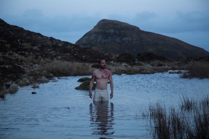 Michael Fassbender in a cold lake