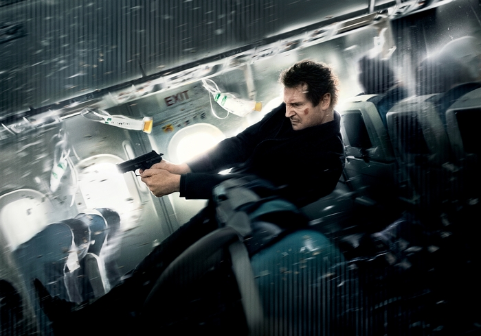 Liam Neeson on a plane with a gun