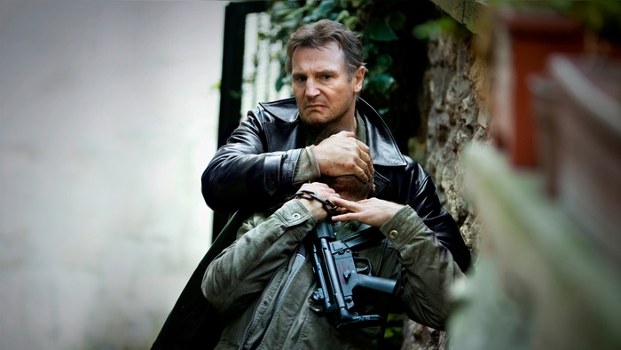 Liam Neeson in a confrontation