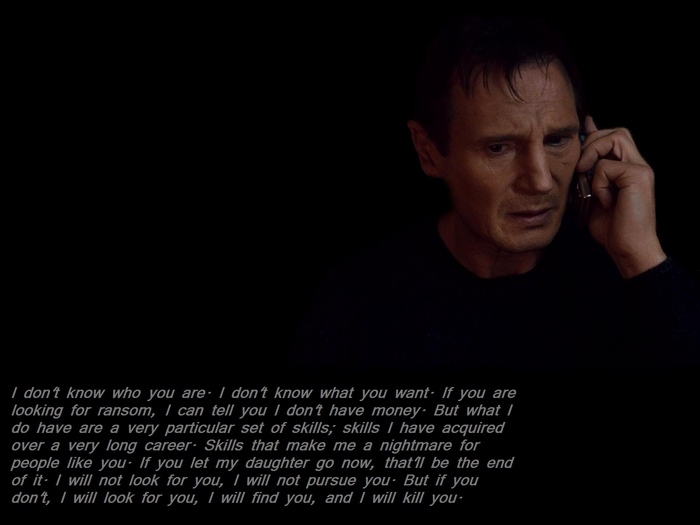 Liam Neeson on the phone