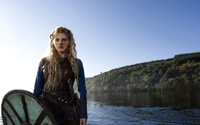 Lagertha from Vikings holding a shield