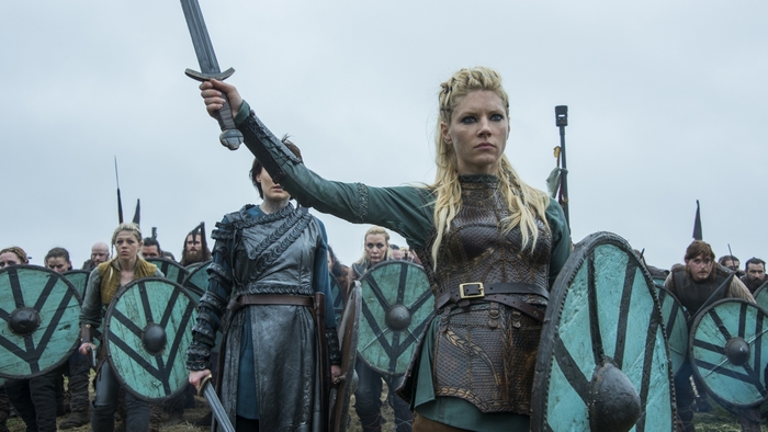 Lagertha from Vikings holding a sword