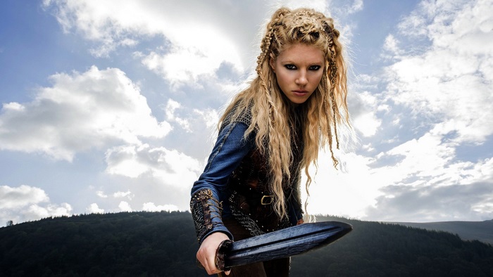 Katheryn Winnick as Lagertha with sword