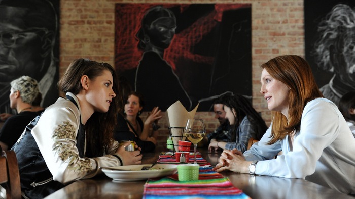 Julianne Moore and Kristen Stewart at a table
