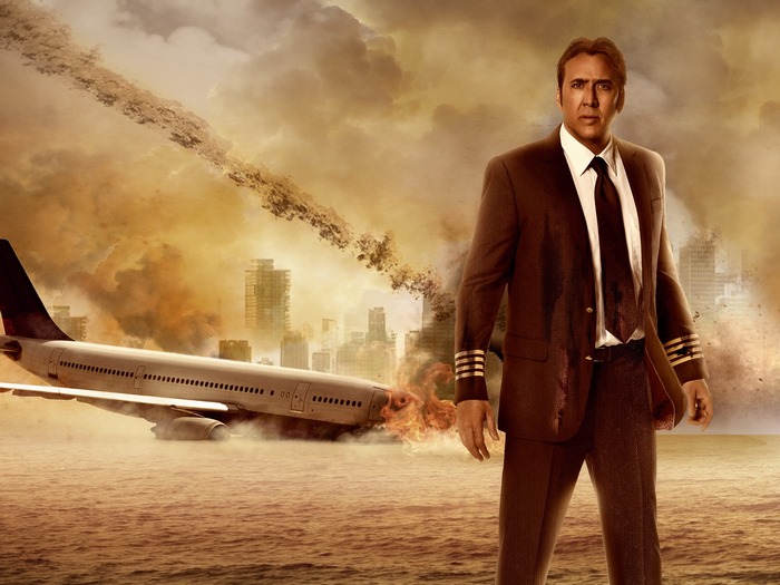 Nicolas Cage as a pilot in a disaster scene