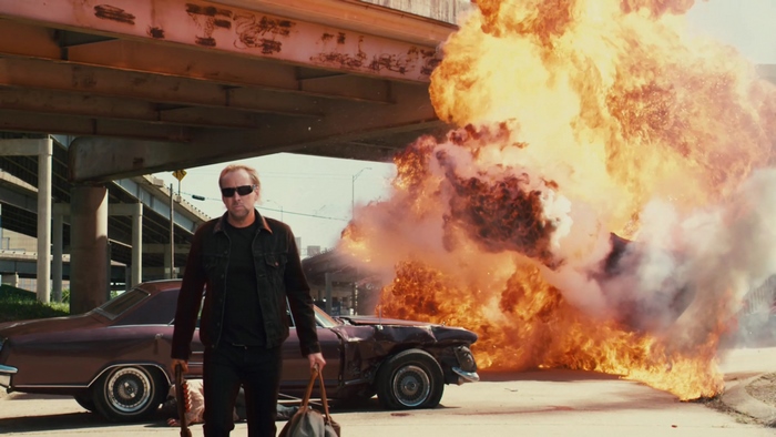 Nicolas Cage in an explosion