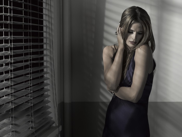 Stana Katic in dark dress