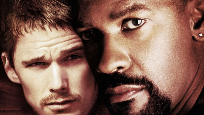 Ethan Hawke and Denzel Washington close-up