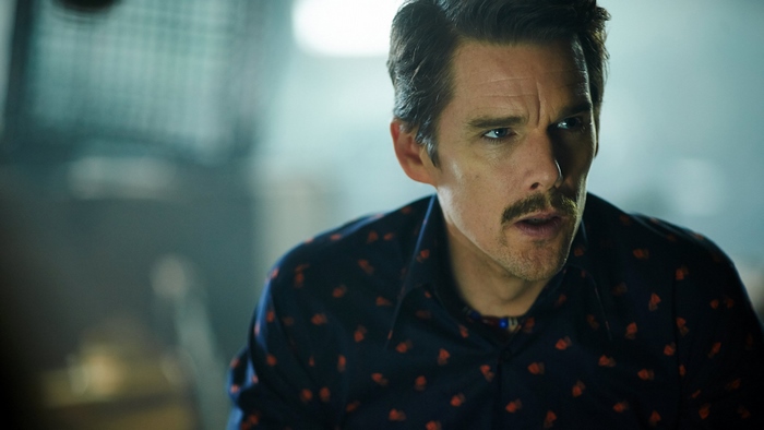 Ethan Hawke in a patterned shirt