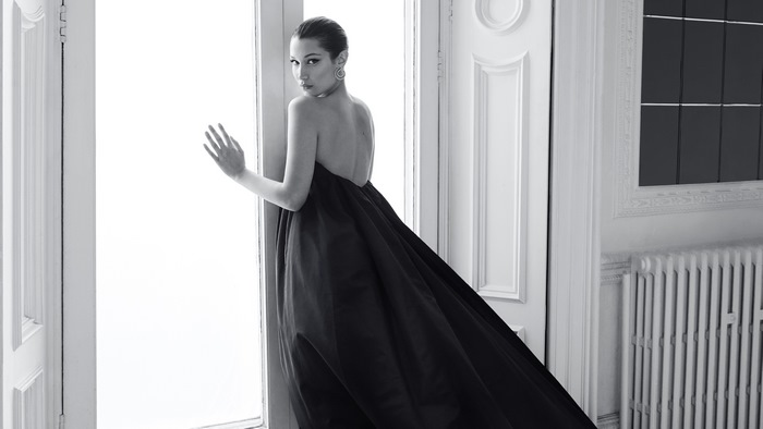 Bella Hadid in a black dress