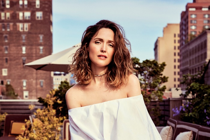 Rose Byrne on a rooftop in New York City