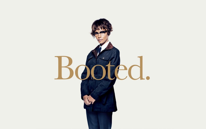 Halle Berry in a dark jacket and glasses