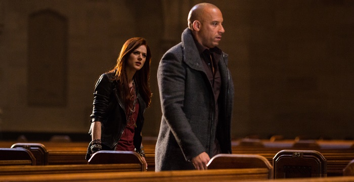 Vin Diesel and Rose Leslie in a church