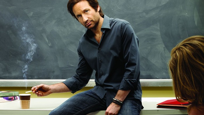 David Duchovny smoking in a classroom