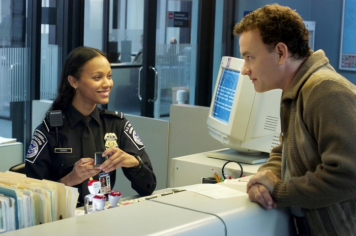 Tom Hanks and Zoe Saldaña at Customs