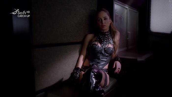 Eliza Dushku in leather outfit