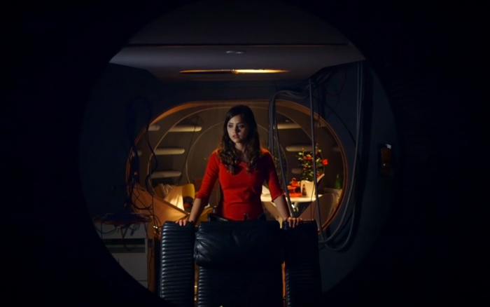 Jenna Coleman in a red top